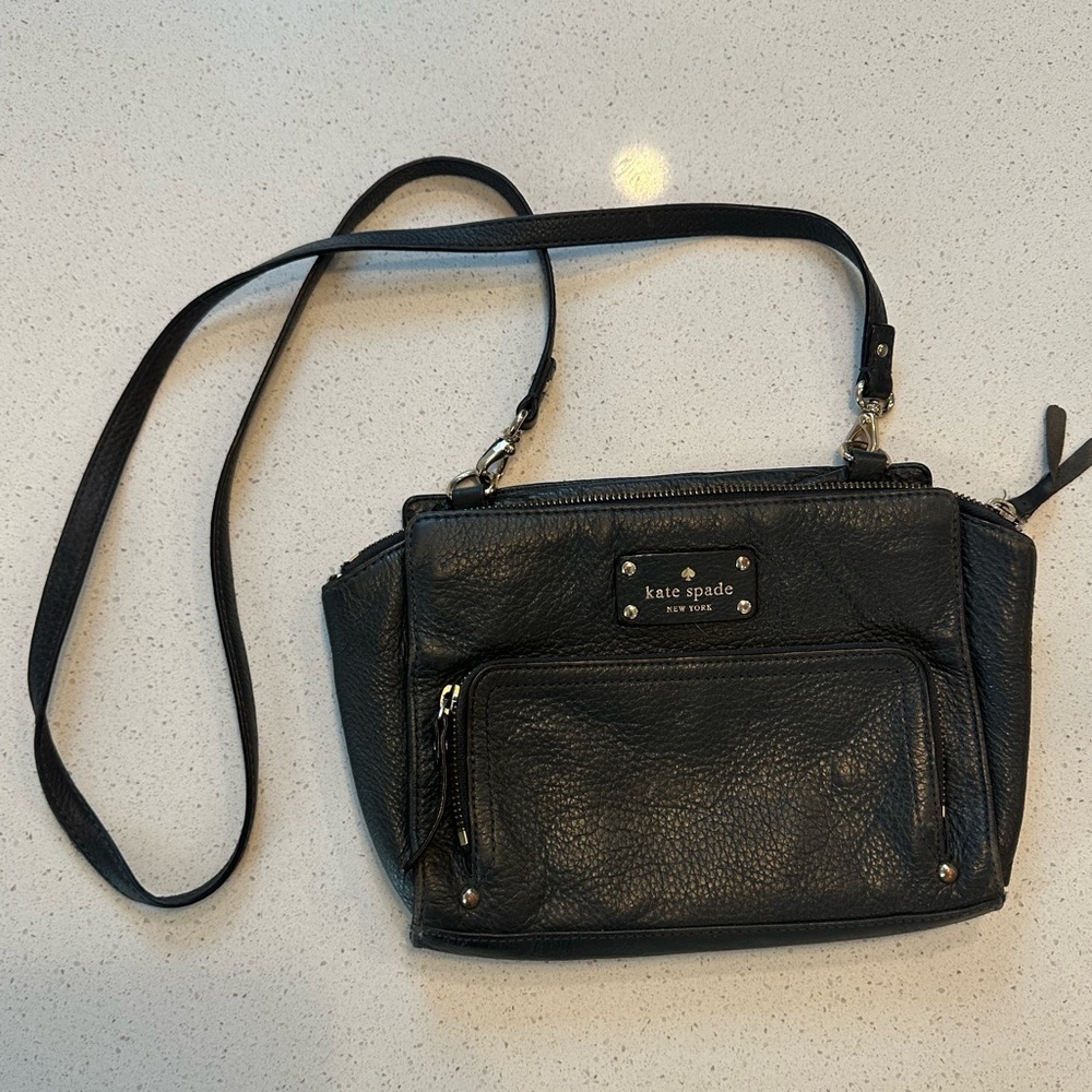 Kate Spade Baxter Street Sevilla Leather Crossbody Purse, Asphalt/Black - Picture 2 of 12